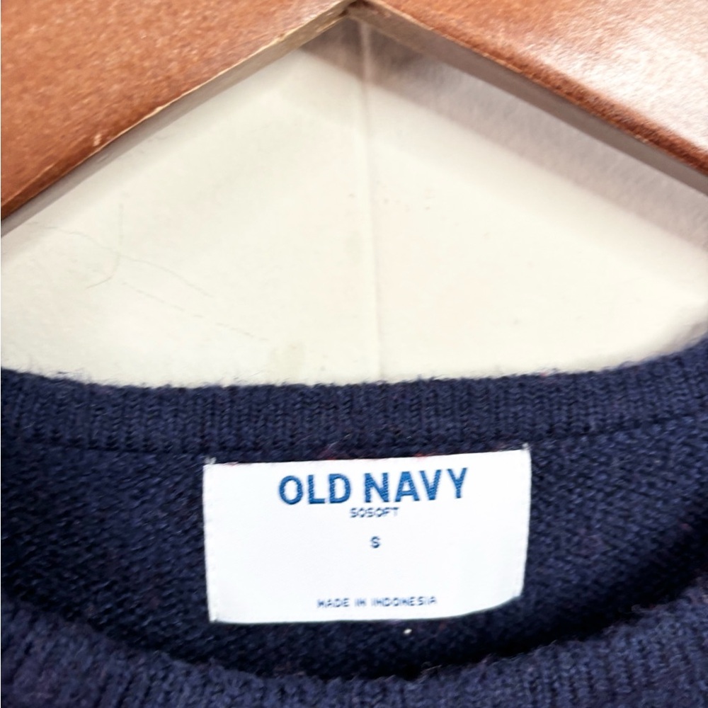 Old Navy SoSoft Cropped Puff-Sleeve Sweater size SM striped red blue - Picture 6 of 9